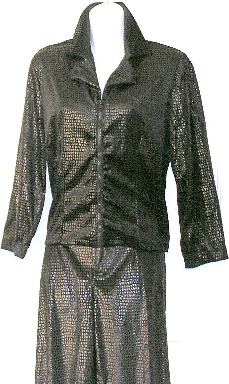 Vintage Suit Snakeskin Print Black Jacket Pants Victoria Moon Vintage Suit Snakeskin Print Black Jacket Pants Victoria Moon