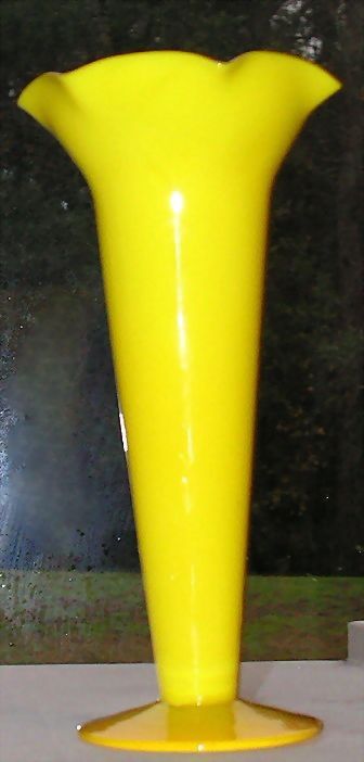 Vintage Vase Cased Glass Yellow White Czech Vintage Vase Cased Glass Yellow White Czech