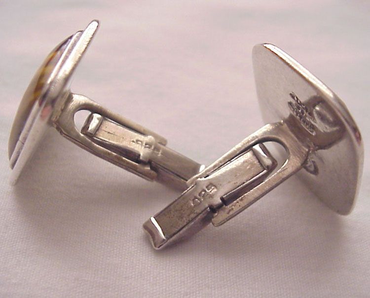Margot De Taxco Sterling & Tiger's-eye Cuff Links - Circa 1960 Margot De Taxco Sterling & Tiger's-eye Cuff Links - Circa 1960