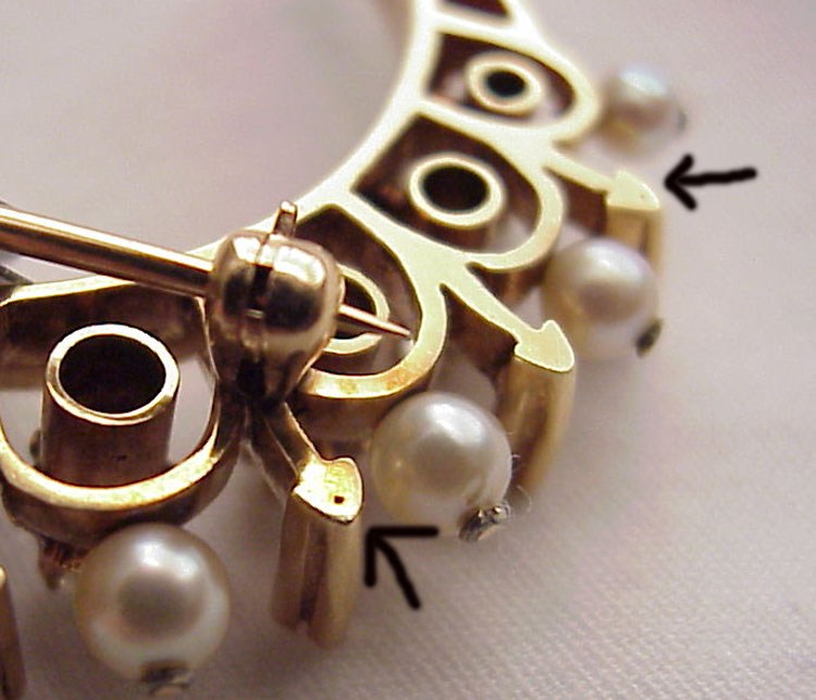 Victorian 14kt. Diamond & Cultured Pearl Pin Pendent Victorian 14kt. Diamond & Cultured Pearl Pin Pendent