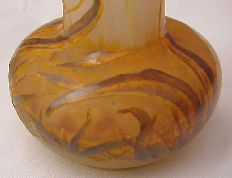 Daum Nancy Enameled Cameo Glass Miniature Tiger Lily Vase Daum Nancy Enameled Cameo Glass Miniature Tiger Lily Vase