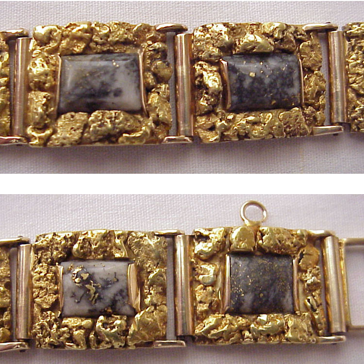 Man's 14kt., Gold Nugget & Gold Quartz Bracelet Man's 14kt., Gold Nugget & Gold Quartz Bracelet