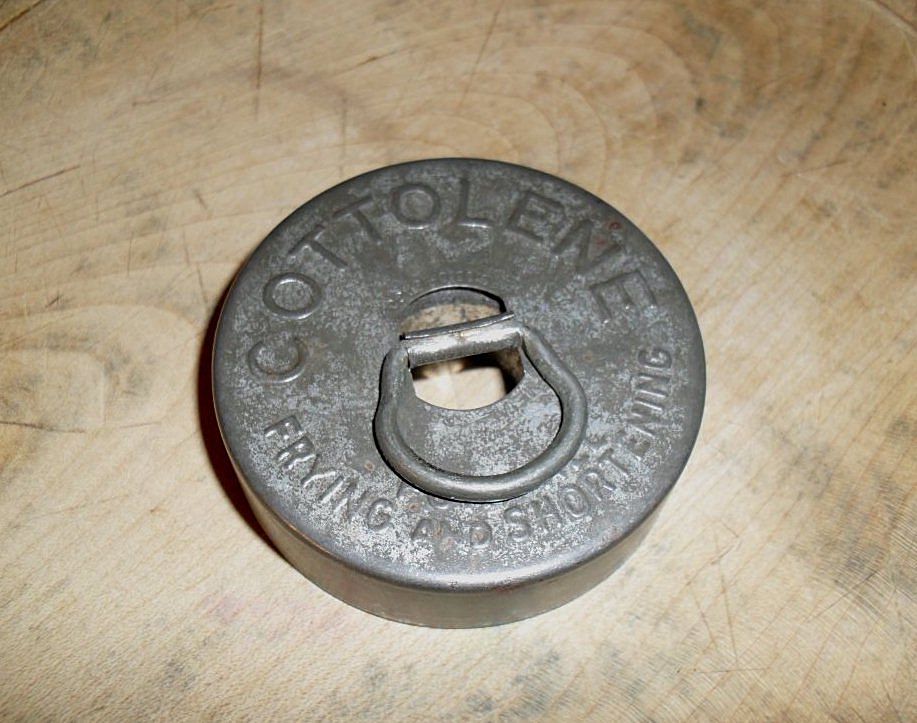c 1900 Cottolene Tin Cookie - Doughnut Cutter c 1900 Cottolene Tin Cookie - Doughnut Cutter