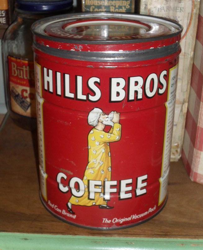Hills Bros. Coffee Tin - c. 1920 2 lb. Keywind Hills Bros. Coffee Tin - c. 1920 2 lb. Keywind