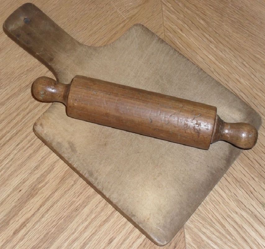 Child Size Dough Board & Rolling Pin - c.1920 Child Size Dough Board & Rolling Pin - c.1920