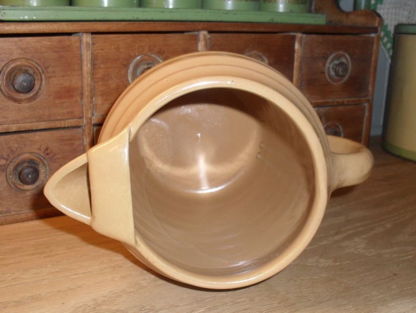 c 1920 Yellowware Pitcher with Ice Lip c 1920 Yellowware Pitcher with Ice Lip