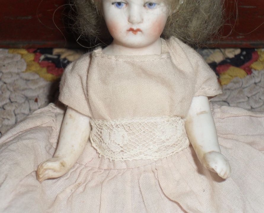 German All Bisque Doll with Pink Shoes German All Bisque Doll with Pink Shoes