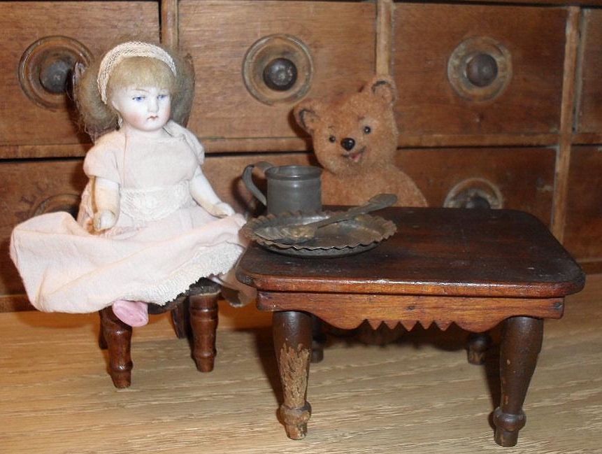 German All Bisque Doll with Pink Shoes German All Bisque Doll with Pink Shoes