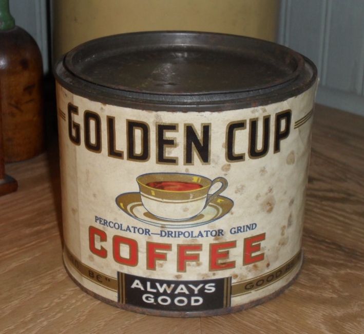 Golden Cup Coffee Tin - Sibley-Almy Olean New York - c. 1930 Golden Cup Coffee Tin - Sibley-Almy Olean New York - c. 1930