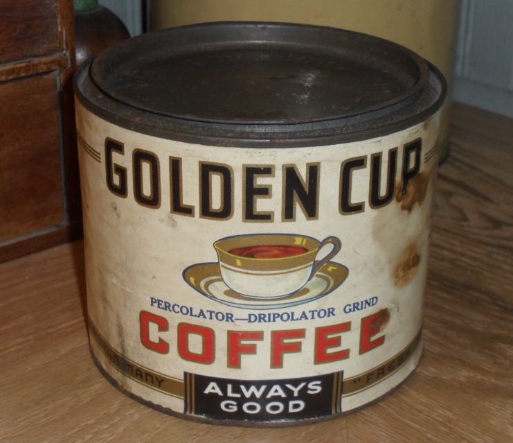 Golden Cup Coffee Tin - Sibley-Almy Olean New York - c. 1930 Golden Cup Coffee Tin - Sibley-Almy Olean New York - c. 1930