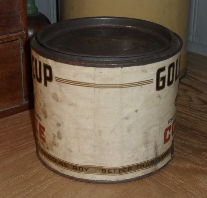 Golden Cup Coffee Tin - Sibley-Almy Olean New York - c. 1930 Golden Cup Coffee Tin - Sibley-Almy Olean New York - c. 1930