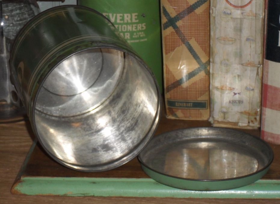 1930s Tin Green & Cream Coffee Pantry Box 1930s Tin Green & Cream Coffee Pantry Box