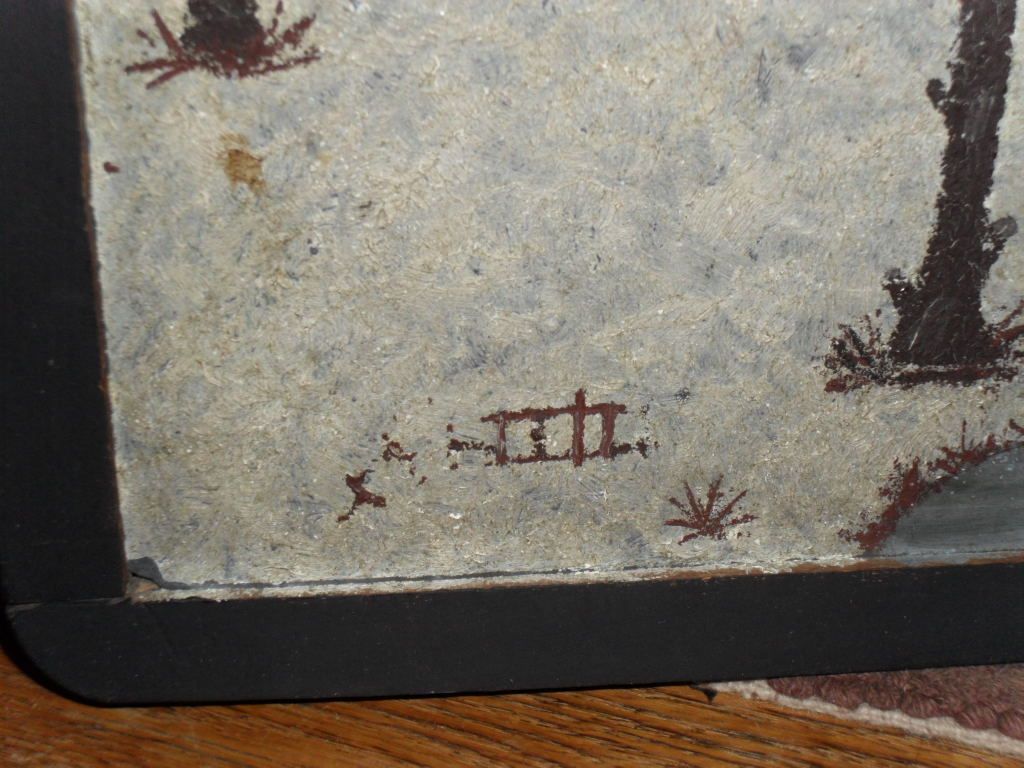 1890s School House Slate / Black Board - Snow Scene Painting 1890s School House Slate / Black Board - Snow Scene Painting