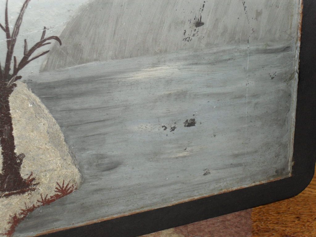 1890s School House Slate / Black Board - Snow Scene Painting 1890s School House Slate / Black Board - Snow Scene Painting
