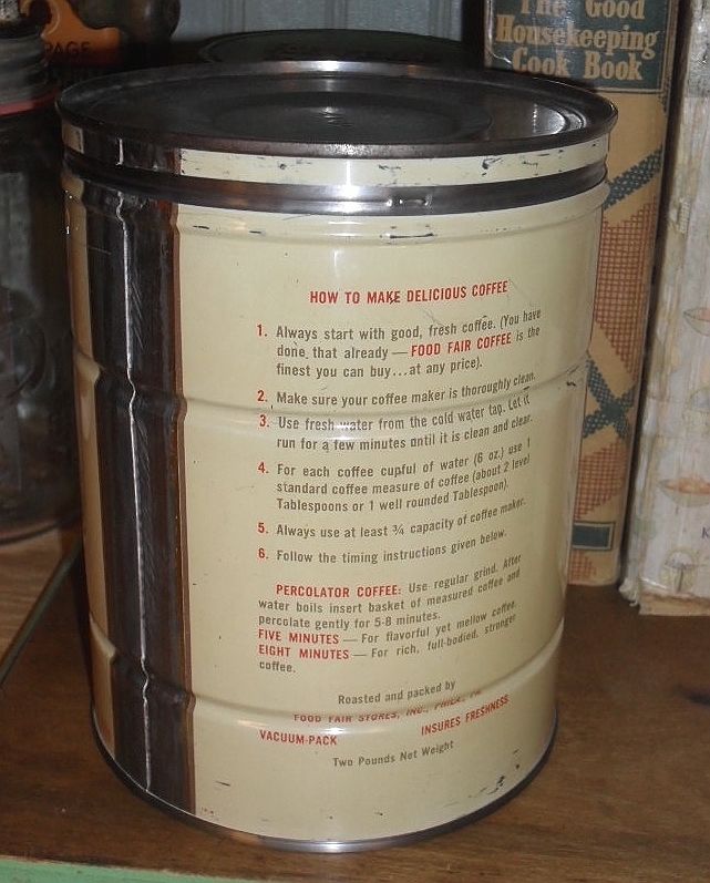 Food Fair Coffee Tin - c. 1940 2 lb. Keywind Food Fair Coffee Tin - c. 1940 2 lb. Keywind
