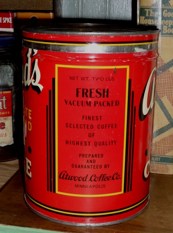 Atwood's Coffee Tin - c. 1940 - 2 lb. Atwood's Coffee Tin - c. 1940 - 2 lb.