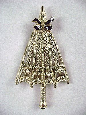 Ornate Victorian Revival Style Parasol Umbrella Pin 1928 Jewelry Co. Ornate Victorian Revival Style Parasol Umbrella Pin 1928 Jewelry Co.