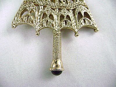Ornate Victorian Revival Style Parasol Umbrella Pin 1928 Jewelry Co. Ornate Victorian Revival Style Parasol Umbrella Pin 1928 Jewelry Co.
