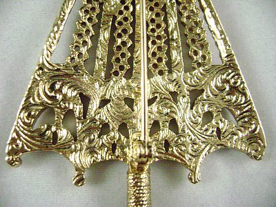 Ornate Victorian Revival Style Parasol Umbrella Pin 1928 Jewelry Co. Ornate Victorian Revival Style Parasol Umbrella Pin 1928 Jewelry Co.