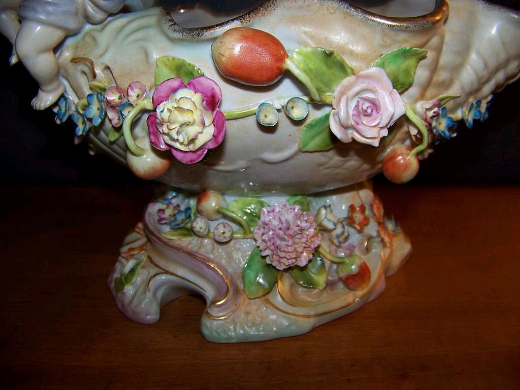 Cherubs on a Shell Bowl Blue Crossed Swords Mark Cherubs on a Shell Bowl Blue Crossed Swords Mark