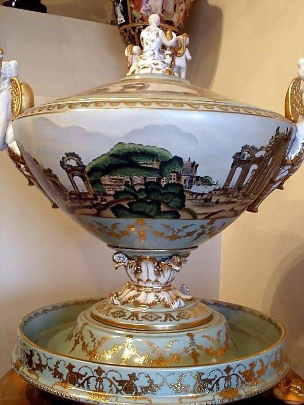 Large Decorative Centerpiece with Cover and Base Marked with Sevres Crossed L's Large Decorative Centerpiece with Cover and Base Marked with Sevres Crossed L's