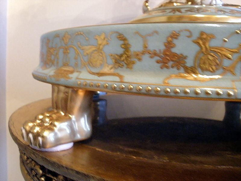 Large Decorative Centerpiece with Cover and Base Marked with Sevres Crossed L's Large Decorative Centerpiece with Cover and Base Marked with Sevres Crossed L's