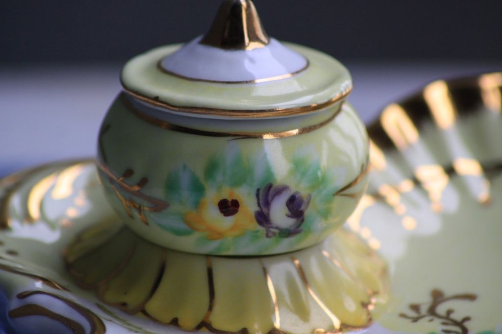 Limoges China Hand Painted Double Well Inkwell Limoges China Hand Painted Double Well Inkwell