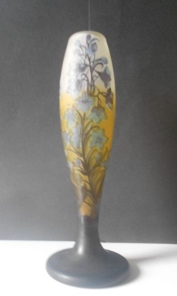Six Color Cameo Glass Vase Marked Galle Six Color Cameo Glass Vase Marked Galle