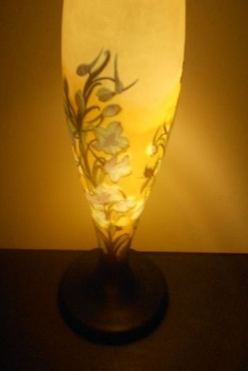 Six Color Cameo Glass Vase Marked Galle Six Color Cameo Glass Vase Marked Galle