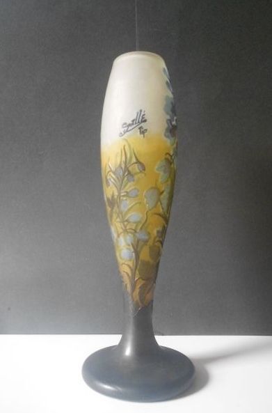 Six Color Cameo Glass Vase Marked Galle Six Color Cameo Glass Vase Marked Galle