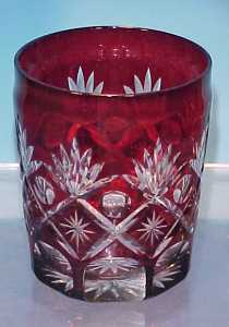 Ruby Red Cut to Clear Glass Pickle Castor in Silverplate Holder with Grapes and Birds Ruby Red Cut to Clear Glass Pickle Castor in Silverplate Holder with Grapes and Birds