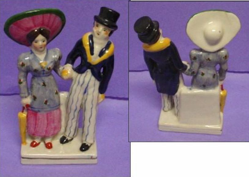 Staffordshire Figurine Standing Couple Holding Hands Staffordshire Figurine Standing Couple Holding Hands