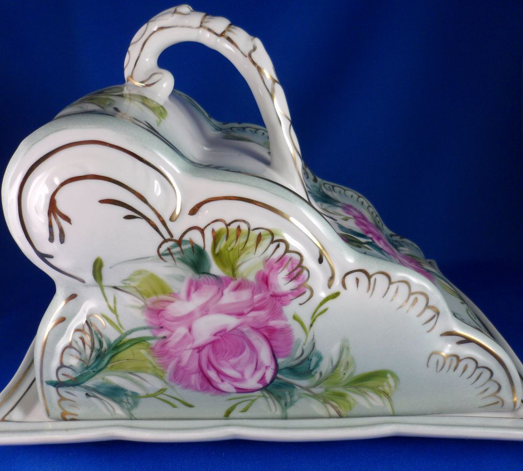 Limoges China Hand Painted Cheese Dish Pink Floral Limoges China Hand Painted Cheese Dish Pink Floral
