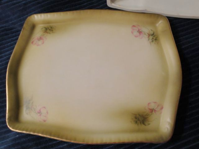 Green and Floral Covered Cheese Dish or Butter Keeper Marked Nippon Green and Floral Covered Cheese Dish or Butter Keeper Marked Nippon