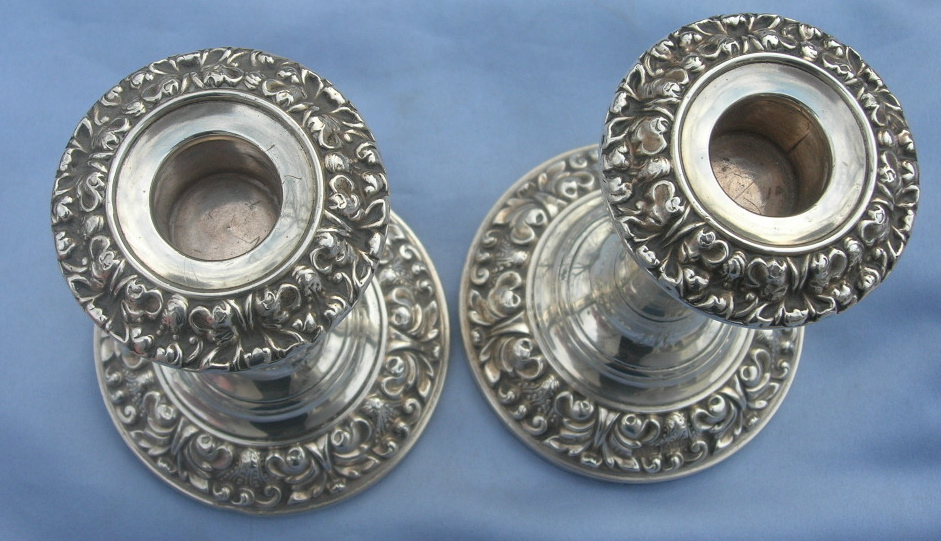 Silver Candlesticks, Pair, Edwardian Silver Candlesticks, Pair, Edwardian