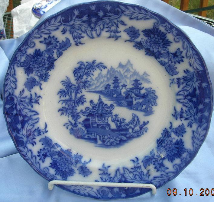Flow Blue Plate, 10 inch, Rorstand, Victorian Flow Blue Plate, 10 inch, Rorstand, Victorian