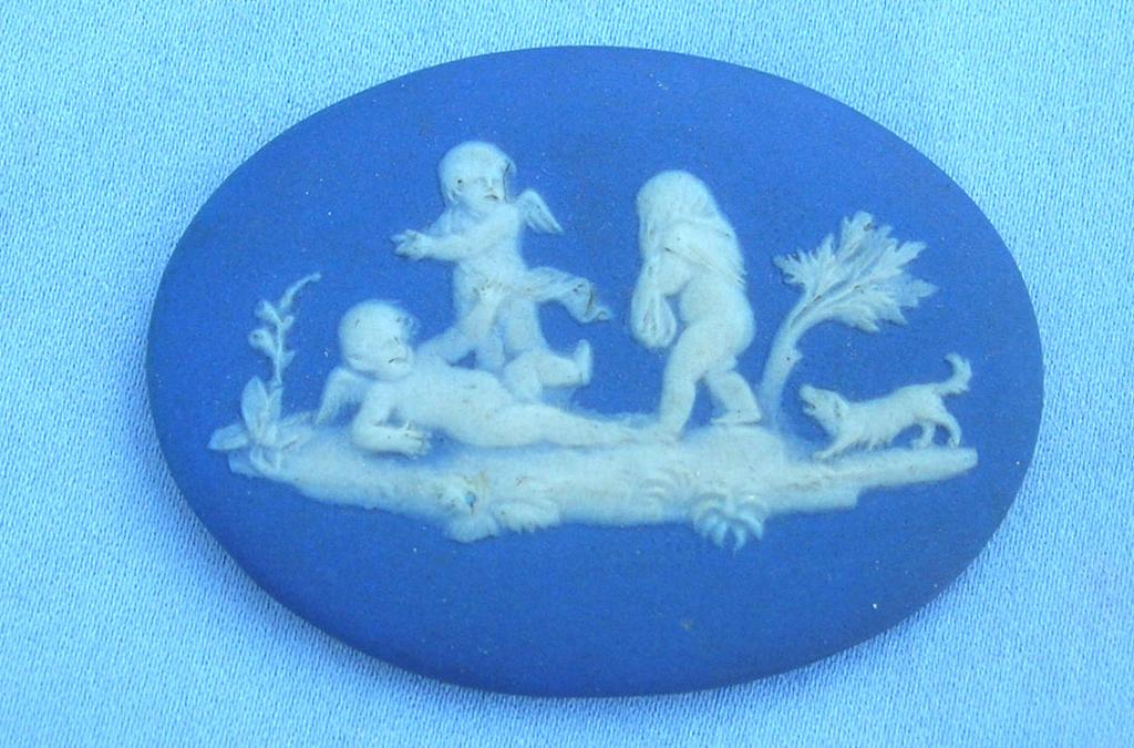 Wedgwood Plaque, Pre 1891, Blue Jasperware, Unframed Wedgwood Plaque, Pre 1891, Blue Jasperware, Unframed