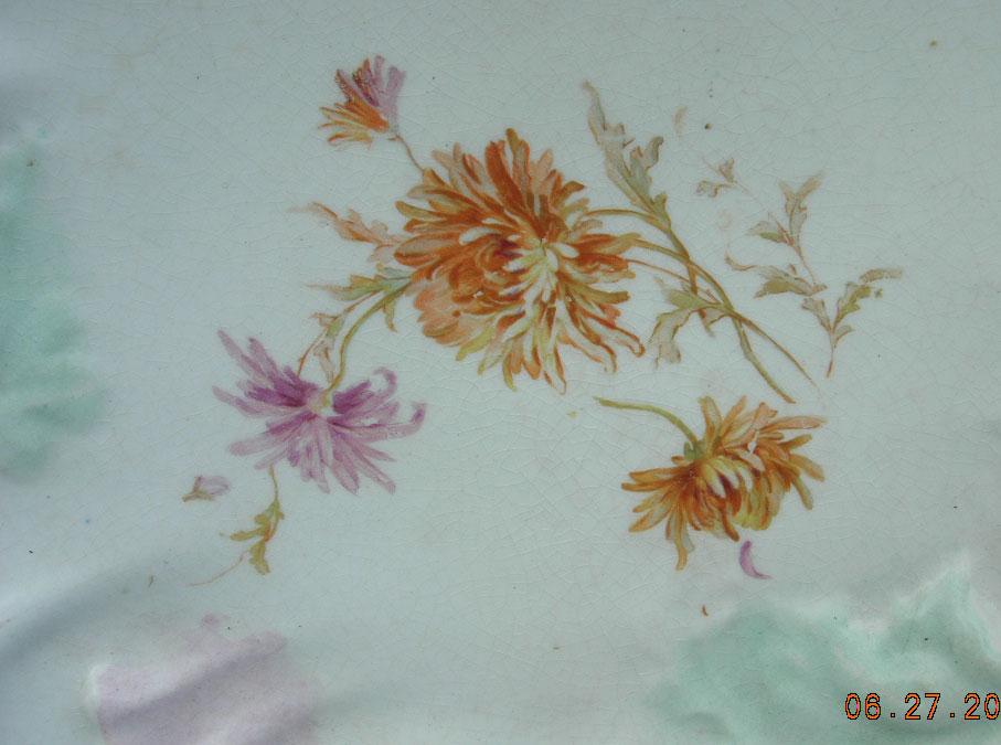 Hand Painted Cake Plate, Victorian Hand Painted Cake Plate, Victorian
