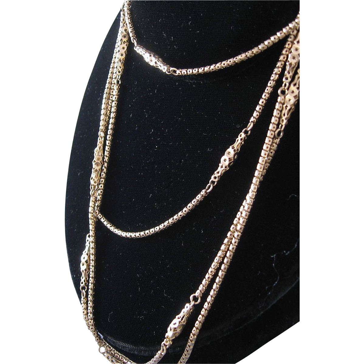 Antique Victorian Ladies Watch Chain 9K Gold 56" Long Antique Victorian Ladies Watch Chain 9K Gold 56" Long