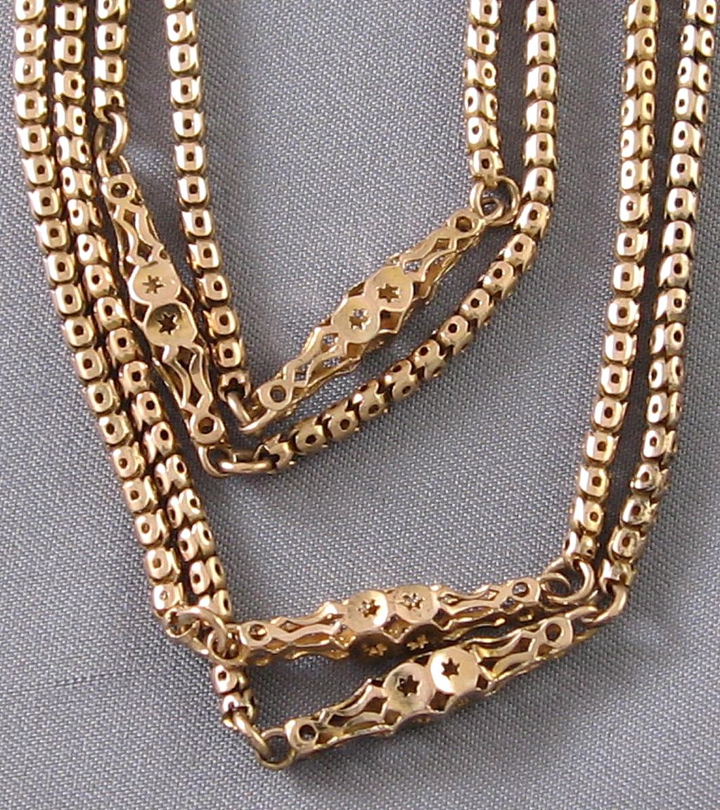 Antique Victorian Ladies Watch Chain 9K Gold 56" Long Antique Victorian Ladies Watch Chain 9K Gold 56" Long