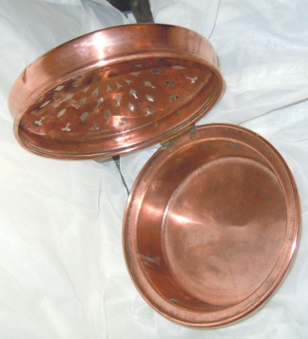 French antique bed warmer copper & wood handle French antique bed warmer copper & wood handle
