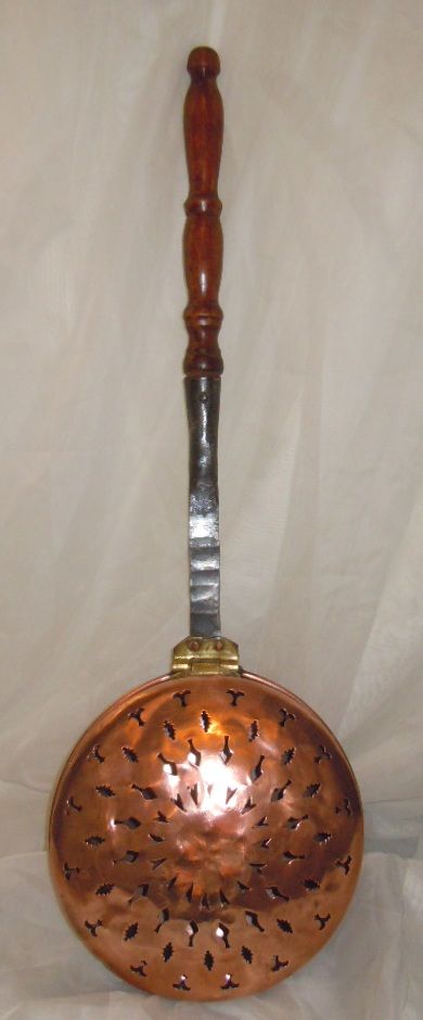 French antique bed warmer copper & wood handle French antique bed warmer copper & wood handle