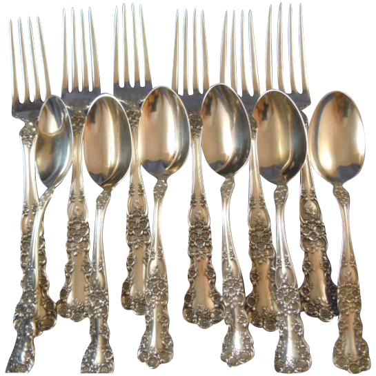 Antique Gorham sterling silver Buttercup forks & spoons (6) Antique Gorham sterling silver Buttercup forks & spoons (6)