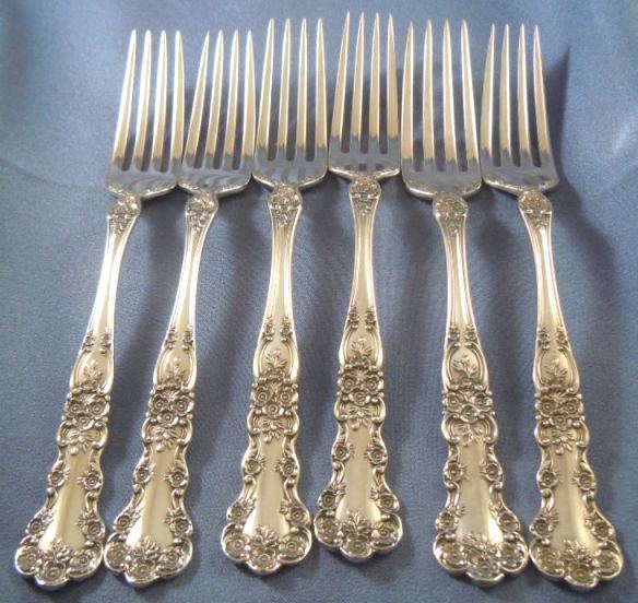 Antique Gorham sterling silver Buttercup forks & spoons (6) Antique Gorham sterling silver Buttercup forks & spoons (6)