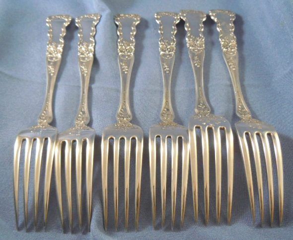 Antique Gorham sterling silver Buttercup forks & spoons (6) Antique Gorham sterling silver Buttercup forks & spoons (6)