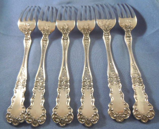 Antique Gorham sterling silver Buttercup forks & spoons (6) Antique Gorham sterling silver Buttercup forks & spoons (6)