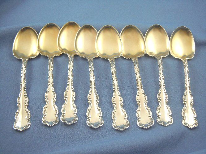 Gorham-Whiting ice cream spoons Louis XV sterling silver (8) Gorham-Whiting ice cream spoons Louis XV sterling silver (8)