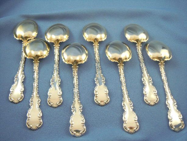 Gorham-Whiting ice cream spoons Louis XV sterling silver (8) Gorham-Whiting ice cream spoons Louis XV sterling silver (8)