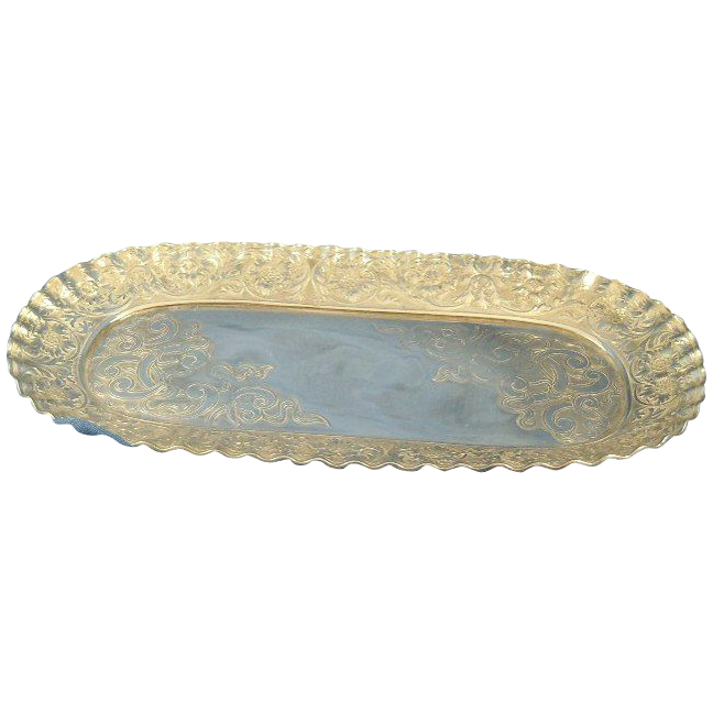 Meridien Art Nouveau small calling card tray silverplated decorative Meridien Art Nouveau small calling card tray silverplated decorative