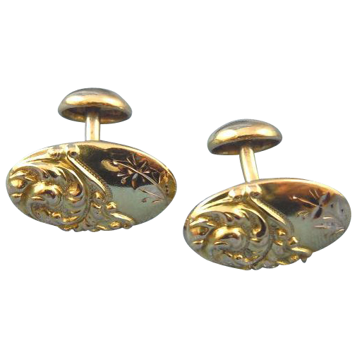 Art nouveau Oval cufflinks 10k gold Art nouveau Oval cufflinks 10k gold